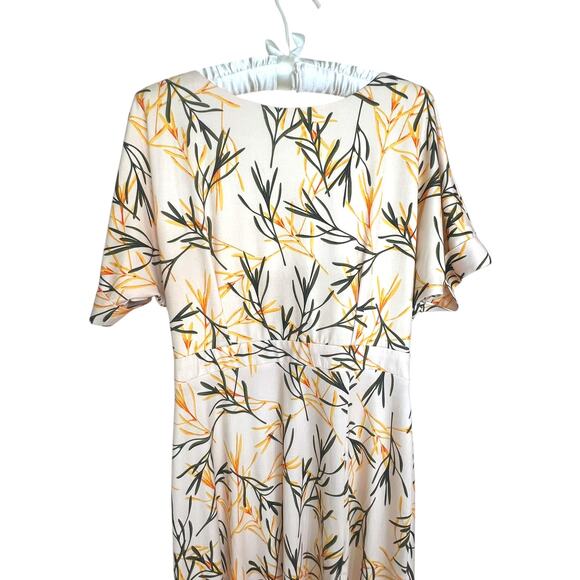 Alexia Admor Size M Lana Midi Dess Leaf Print Front Leg Slit V-back Flowy - Picture 2 of 12